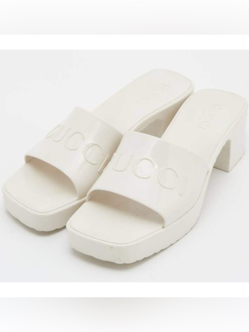 Gucci, rubber block, low heel slides, size 41 made in Italy - Picture 1 of 6
